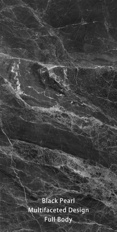 Imitação 3D de Pedra Moderna Black Porcelana Brilhante 600x1200mm Para Piso Exterior de Sala